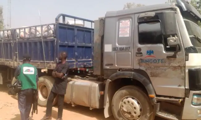 Army Intercepts Dangote Trucks, Others Loaded With Alleged Prohibited Goods To Cameroon